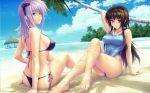 brunetteslegswatercloudsbikinibeachsandtreesseaecchisummerlonghairshadowsbarefootpurp_www.wallpaperf